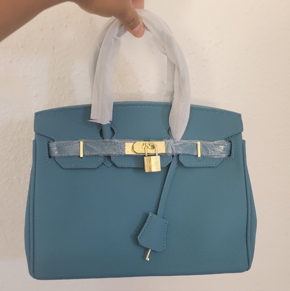 Elegant Blue Handbag Leather - Picture 1 of 7
